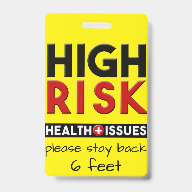 High Risk Health Issues Awareness ID Badge (Front)