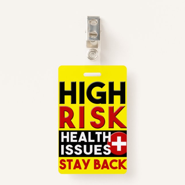 High Risk Health Issues Yellow Awareness Badge ID Badge (Front with Clip)