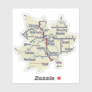 High River Alberta Vintage Map