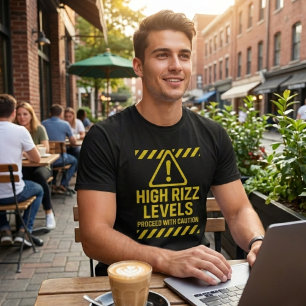 High Rizz Levels Caution Sign Funny Gen Z Slang T-Shirt