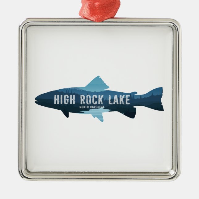 High Rock Lake North Carolina Fish Metal Tree Decoration (Front)