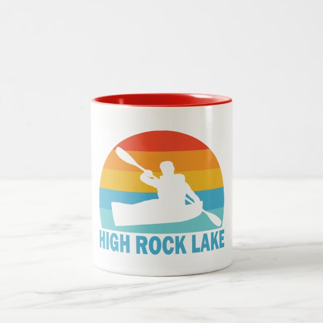 High Rock Lake North Carolina Kayak Two-Tone Coffee Mug (Center)