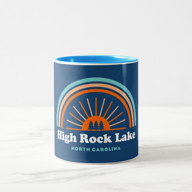 High Rock Lake North Carolina Rainbow Two-Tone Coffee Mug (Center)