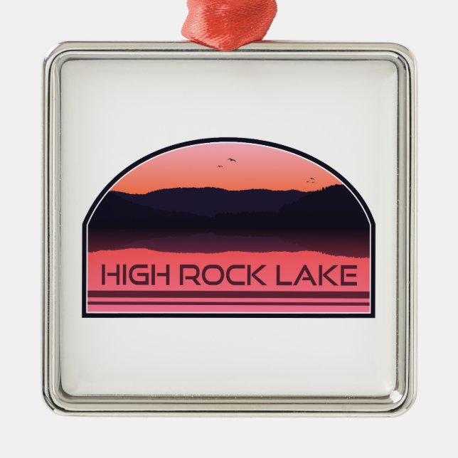 High Rock Lake North Carolina Red Sunrise Metal Tree Decoration (Front)