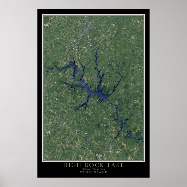 High Rock Lake North Carolina Satellite Poster Map (Front)