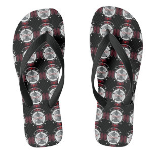 High Rollers Black & Red $10,000. Casino Chip Flip Flops