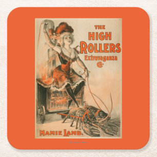 High Rollers Extravaganza "Mamie Lamb" Play Square Paper Coaster