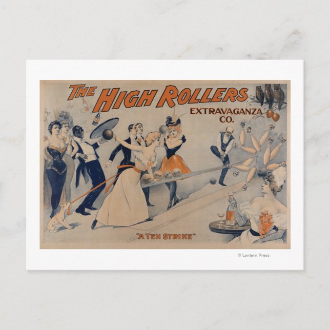 High RollersBowling Party Theatre Poster Invitation Postcard (Front)