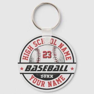 High School Baseball Player Personalised Sports Key Ring
