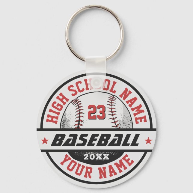 High School Baseball Player Personalised Sports Key Ring (Front)