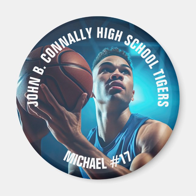 High School Basketball Player Photo Keepsake Magnet (Front)