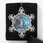 High School Basketball Player Photo Snowflake Pewter Christmas Ornament<br><div class="desc">This cool custom high school basketball player photo Christmas ornament features white typography of your team and player name. Personalize these athlete spirit gifts with your student's photograph and class year as a proud sports parent.</div>