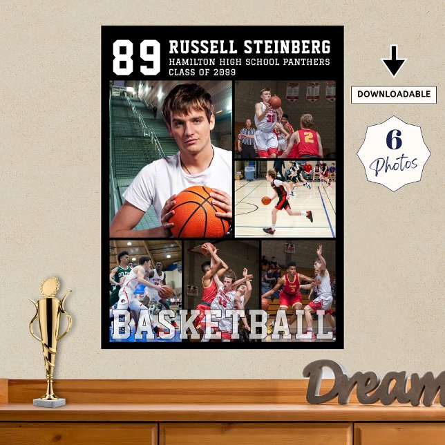 High School Basketball Senior Night Photo Collage Poster (Creator Uploaded)