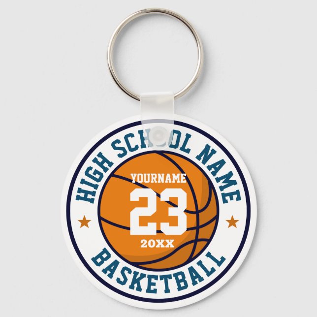 High School Basketball Team Custom Colour Sports Key Ring (Front)