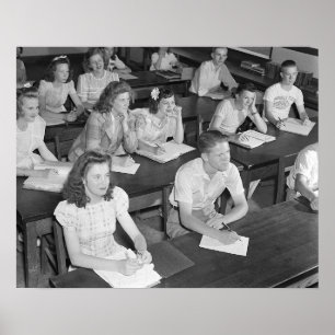 High School Class, 1943. Vintage Photo Poster