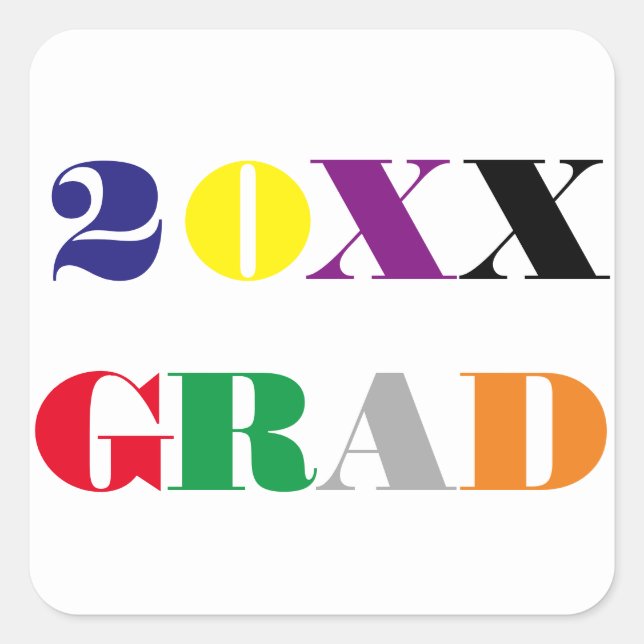 High School Class Year -Square Graduation Sticker (Front)
