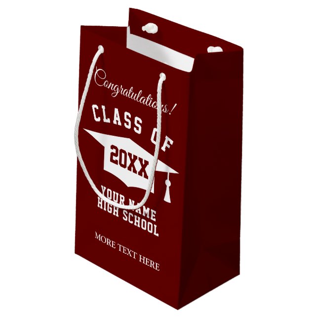 High school clss custom colour graduate gift bags (Back Angled)