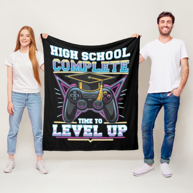 High School Complete Gamer Gaming Graduation Fleece Blanket (In Situ)