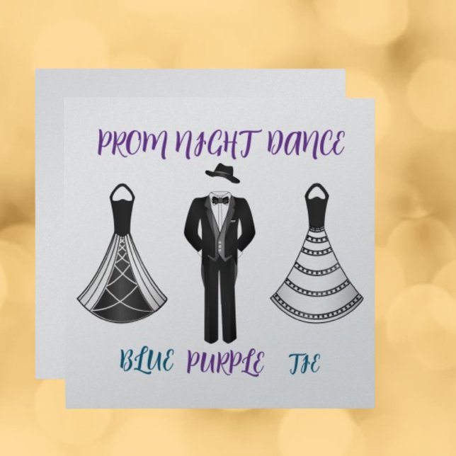 High School Dance Prom Formal Blue Purple Tie  Invitation (Creator Uploaded)