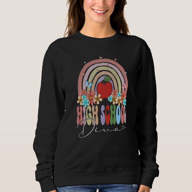 High School Diva Back To School Rainbow Retro Groo Sweatshirt (Front)