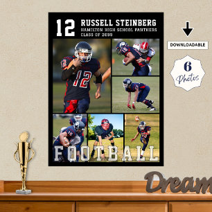 High School Football Senior Night 6 Photo Collage Poster