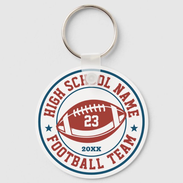 High School Football Team Personalised Sports Key Ring (Front)