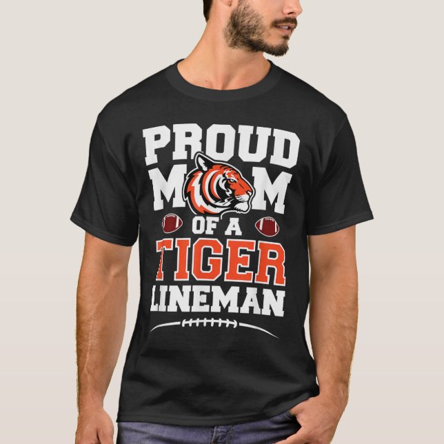 High School Football - Tiger Mascot - Football Lin T-Shirt (Front)