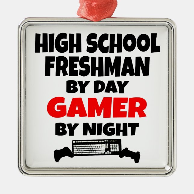 High School Freshman by Day Gamer by Night Metal Tree Decoration (Front)