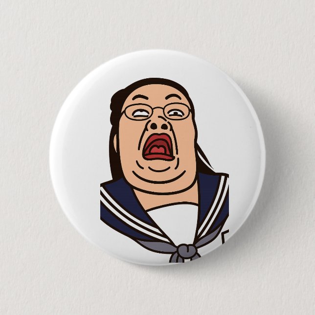 High school girl making funny faces 6 cm round badge (Front)