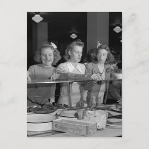 High School Girls, 1940s Postcard