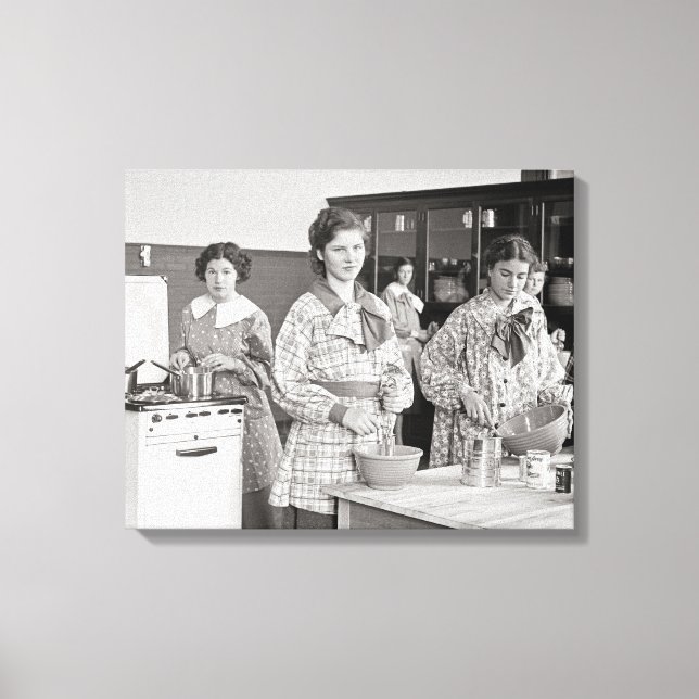 High School Girls Cooking, 1935 Canvas Print (Front)