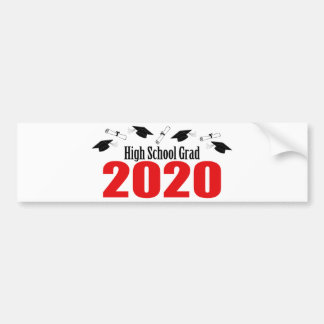 High School Grad 2020 Caps And Diplomas (Red) Bumper Sticker