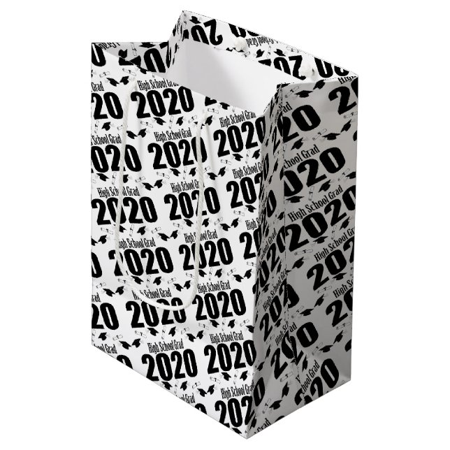 High School Grad 2020 Graduation Gift Bag (Black) (Front Angled)