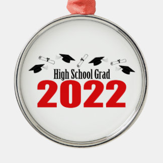 High School Grad 2022 Caps And Diplomas (Red) Metal Tree Decoration