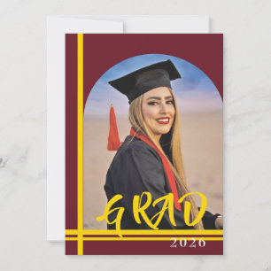 High School Grad Announcement gold lines & photo