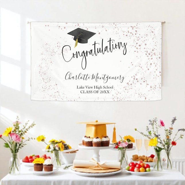 High School Grad Party Modern Splash Glitter Banner (Creator Uploaded)