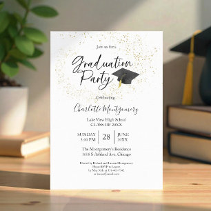 High School Grad Party Modern Splash Glitter  Invitation