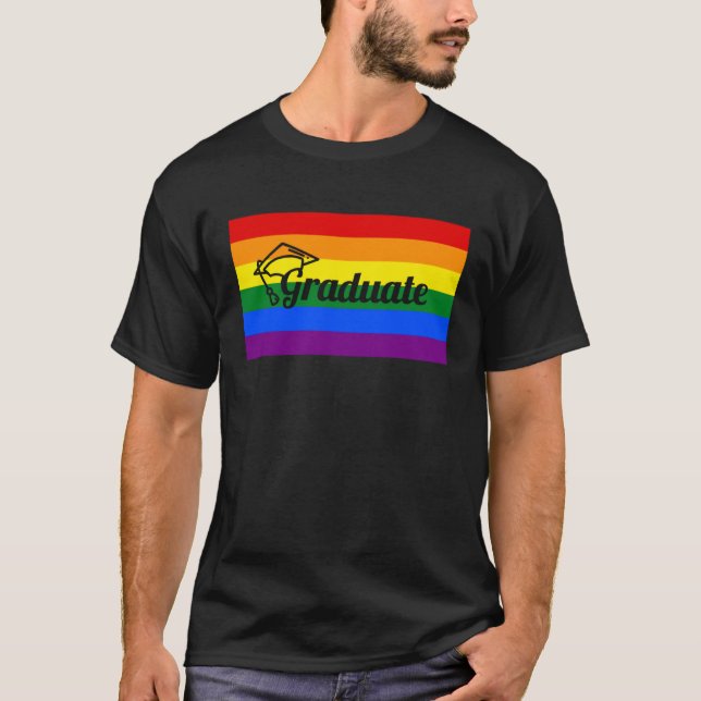 High School Graduate College Gay Pride Flag T-Shirt (Front)