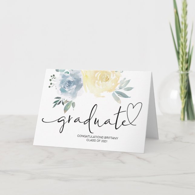 High School Graduate Gift Idea College Grad Floral Card (Front)