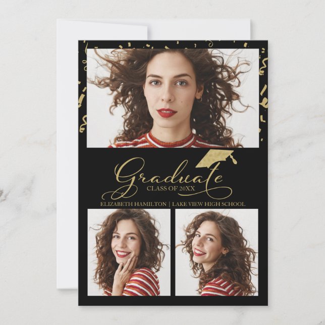 High School Graduation Announcement 3 Photo (Front)