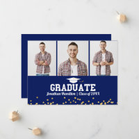 High School Graduation Announcement 3 Photo Card