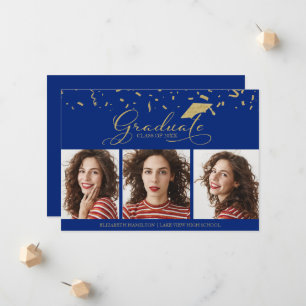 High School Graduation Announcement 3 Photo Cards