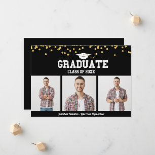 High School Graduation Announcement 3 Photo Cards