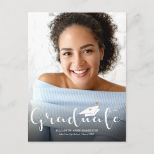 High School Graduation Announcement Calligraphy Postcard