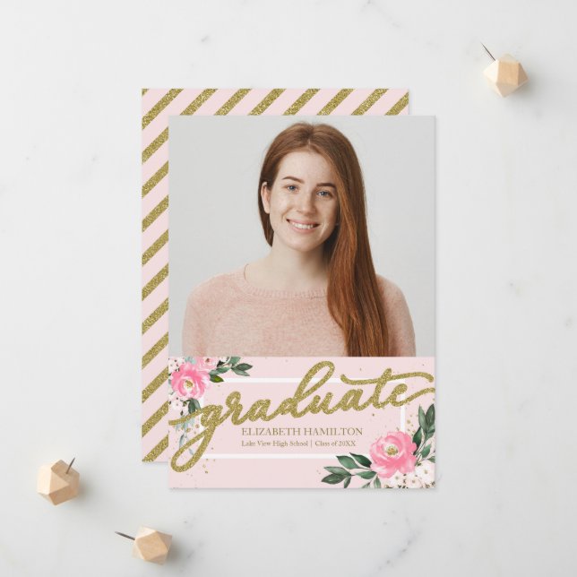 High School Graduation Announcement Photo Card (Front/Back In Situ)