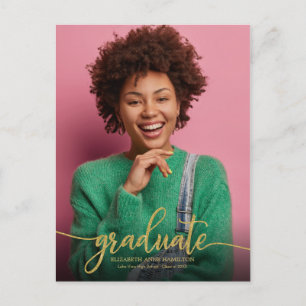 High School Graduation Announcement Simple Chic P Postcard