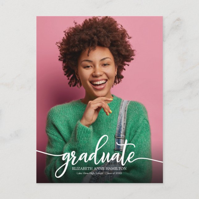 High School Graduation Announcement Simple Chic  Postcard (Front)