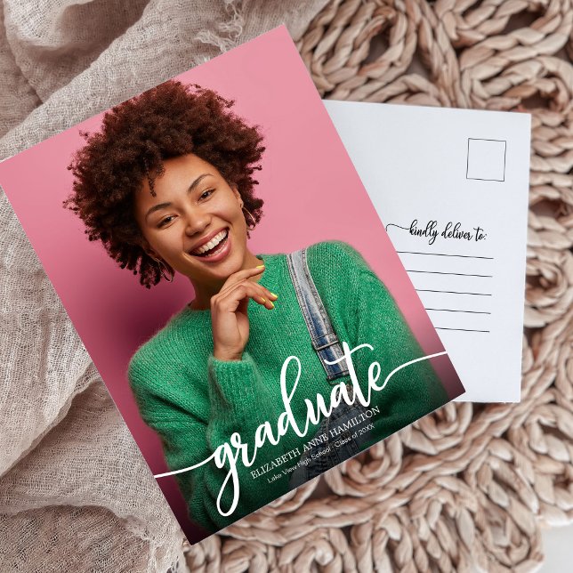 High School Graduation Announcement Simple Chic  Postcard (Creator Uploaded)