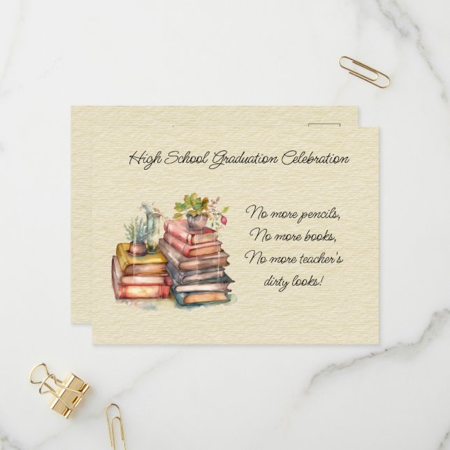 High School Graduation Celebration Invitation Postcard (Front/Back In Situ)