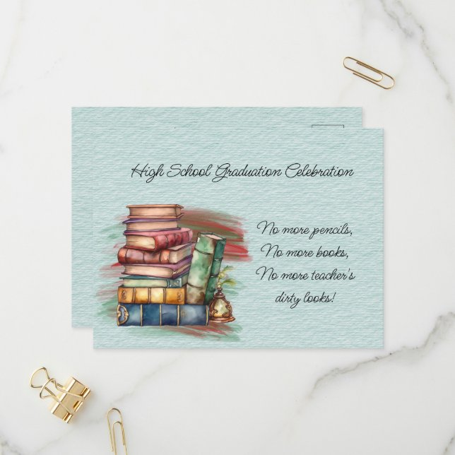 High School Graduation Celebration Invitation Postcard (Front/Back In Situ)